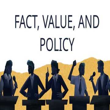 English Claims of Fact Value and Policy Educational Presentation in Dark Blue...