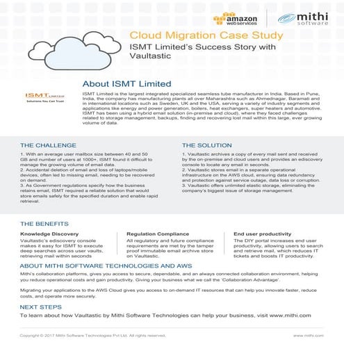 Case Study: ISMT Limited's Success Story with Vaultastic 