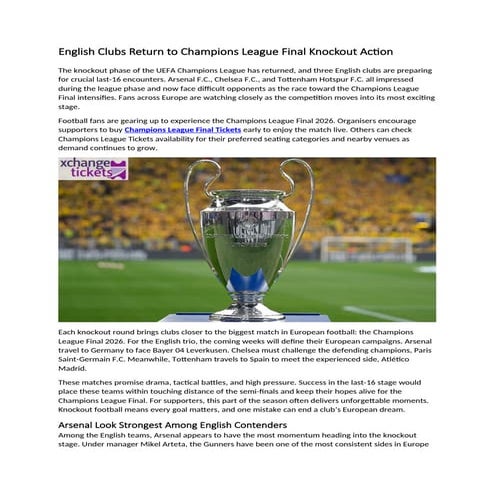 English Clubs Return to Champions League Final Knockout Action.docx