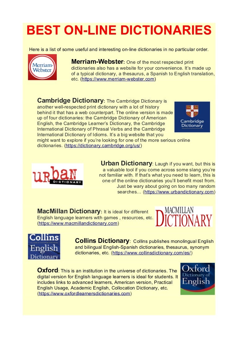 English dictionaries