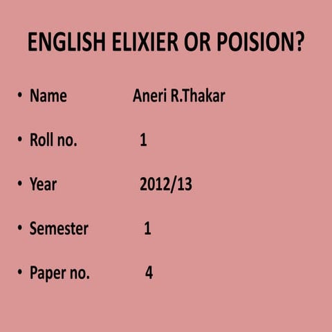 English elixir or poision