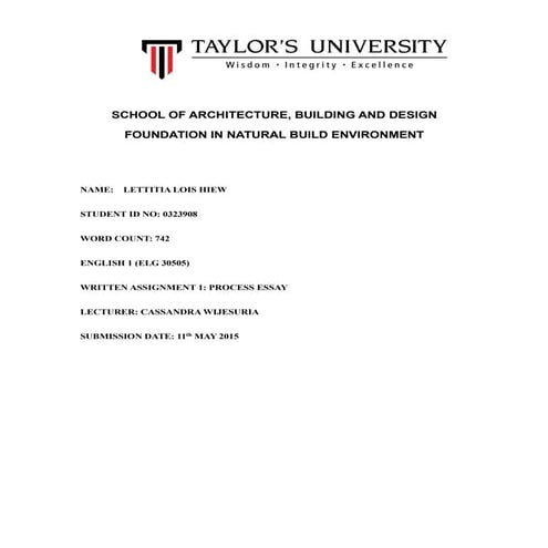 ENGLISH ASSIGNTMENT ONE