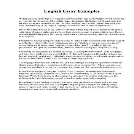 English Essay Examples