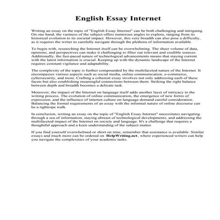 English Essay Internet. Tulsa Community College