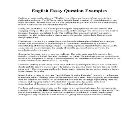 English Essay Question Examples. Lamar Institute of Technology