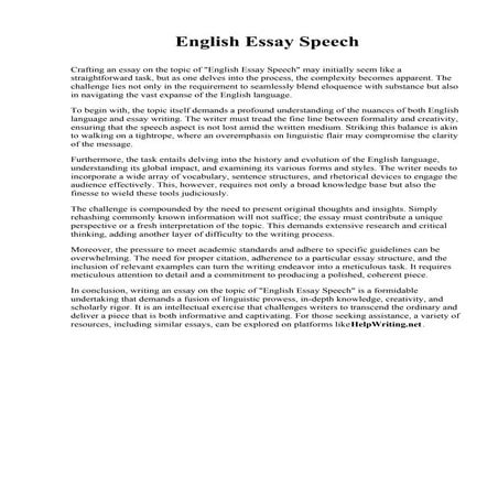 English Essay Speech