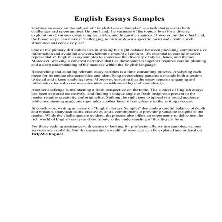 English Essays Samples