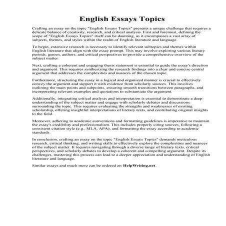 English Essays Topics. 005 Esl How To Write An Essay Example Of Writing In English Examples ...