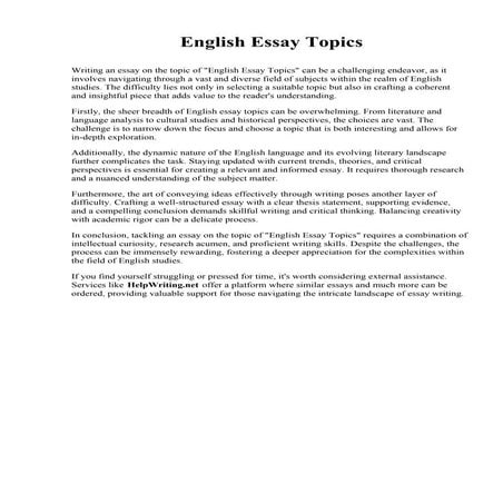 English Essay Topics. Wallace Community College Selma