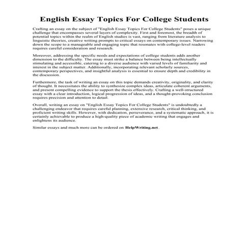 English Essay Topics For College Students