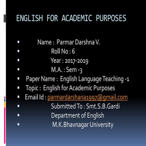 English for academic purposes