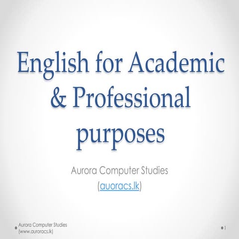 English for professional and academic purposes