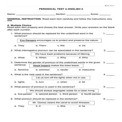 Periodical Test English 2