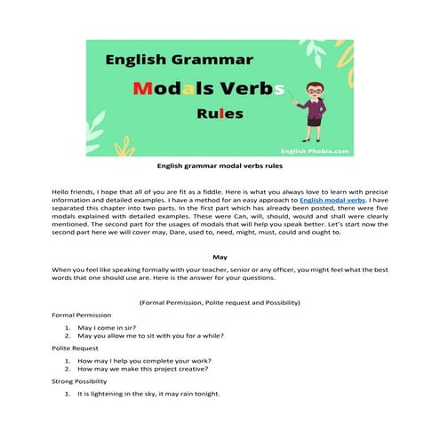 English grammar modal verbs rules