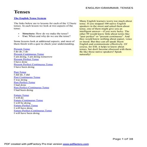 English grammar tenses