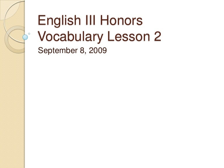 English Iii Honors Vocab 2
