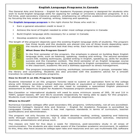 English language programs in canada