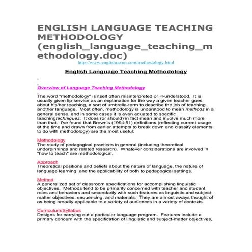English language teaching methodology