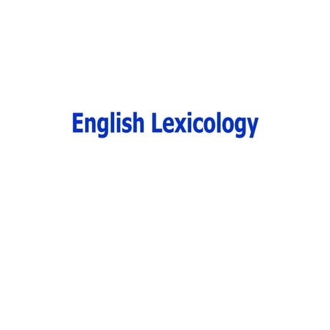 English lexicology