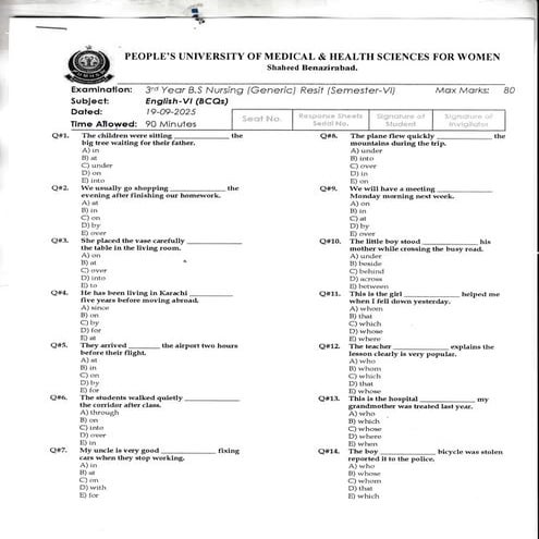 English resit mcqs 2025, 6 semester. pdf | PDF