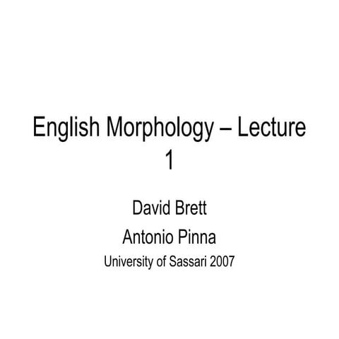 English morphology–lecture1