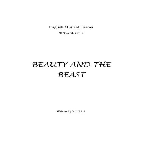 Script of English Musical Drama, Beauty and The Beast