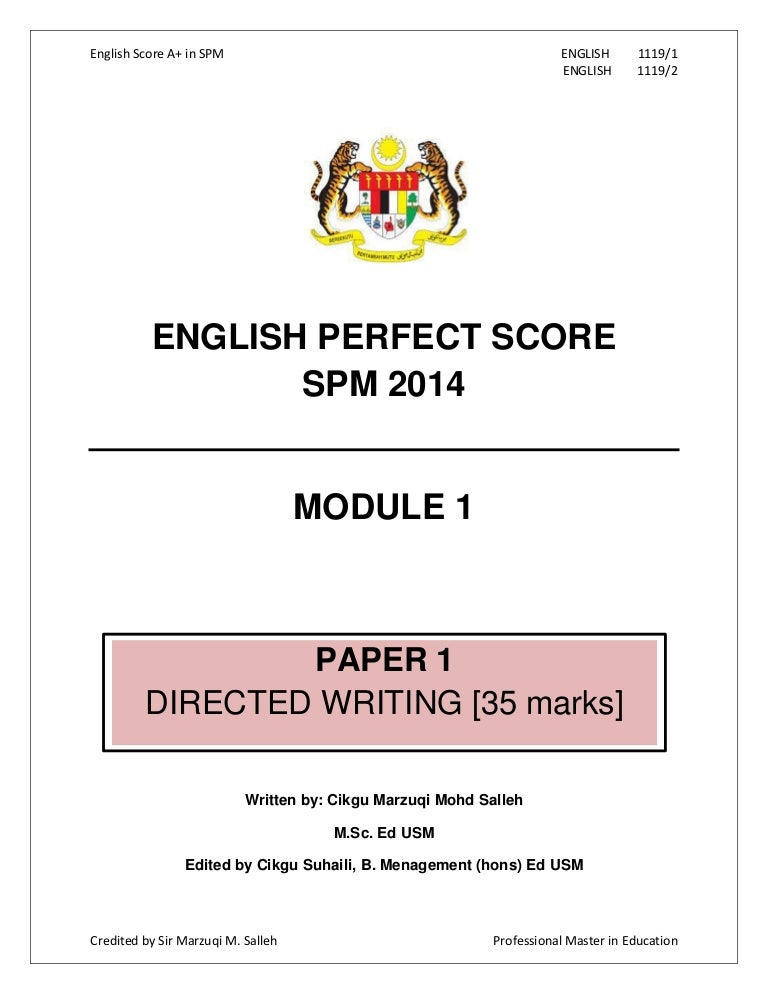 Sample essay spm directed writing