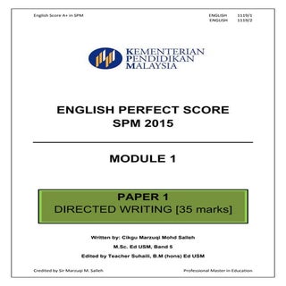English perfect score spm 2015