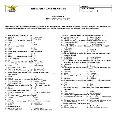 English placement test (1) | PDF