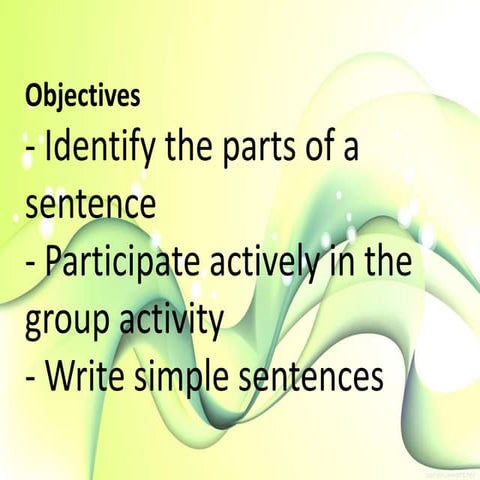 Writing Simple Sentences  - English 2