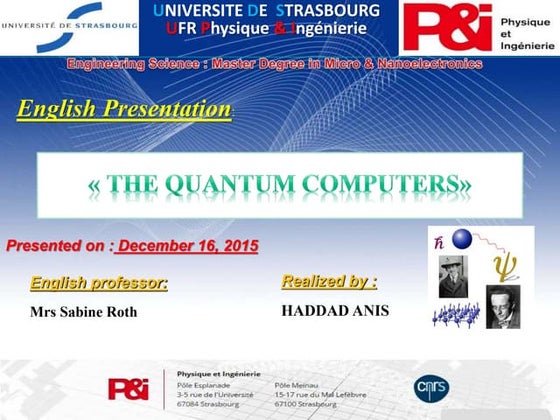 Quantum computer ppt | PPTX | Physics | Science