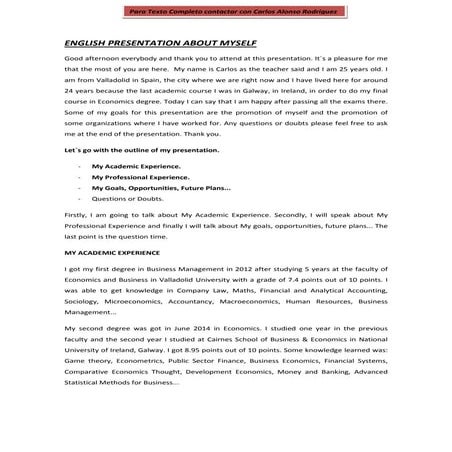 English presentation about myself. 