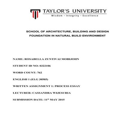 ENGLISH PROCESS ESSAY(PROJECT 1)