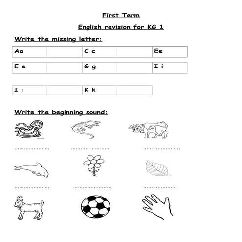 English revision for kg 1 first termد