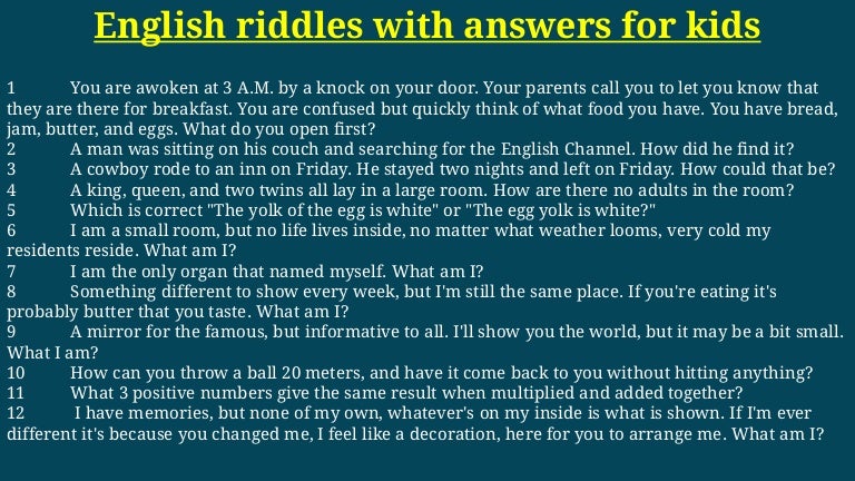 English riddles with answers for kids