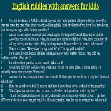 English riddles with answers for kids