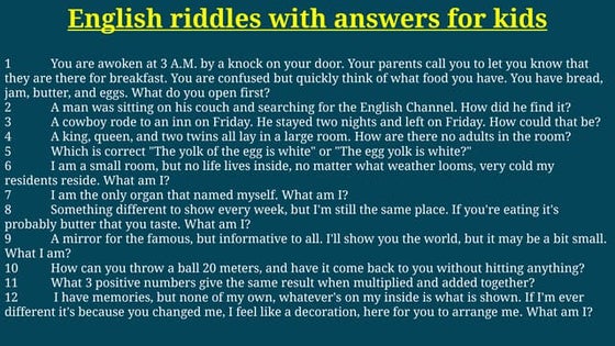 Easy kid riddles and answers | PDF