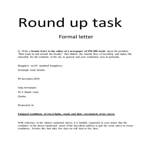 English round up task