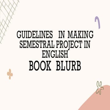Guidelines in Making a Bookblurb for Sec