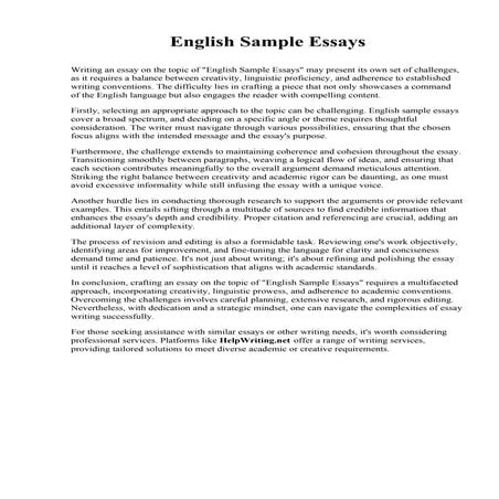 English Sample Essays