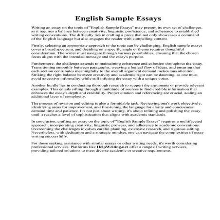 Example Of English Essay | PDF