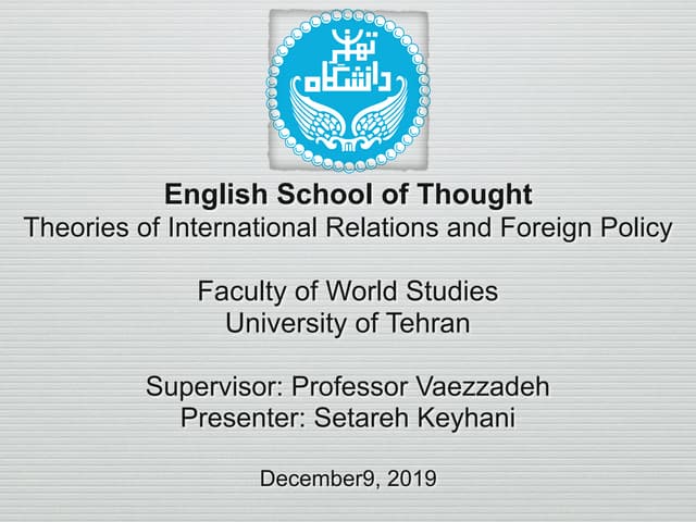 The English school of International Relations | PPTX