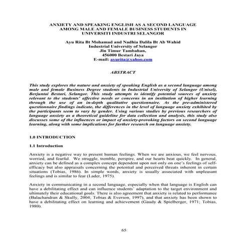 English speaking anxiety