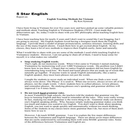 English teaching methods for vietnam