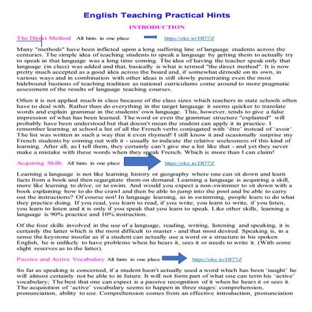 English teaching practical hints
