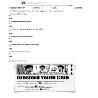 English test 6º units 1 4