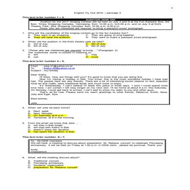 English try out 2016 – package 2