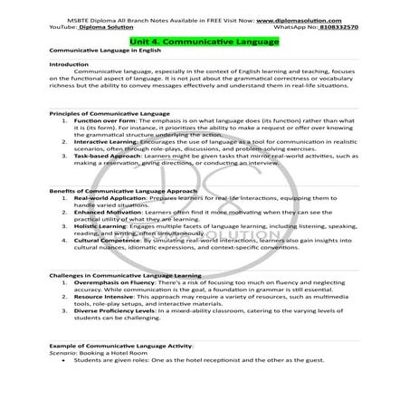 English Unit 4 topper notes for diploman | PDF