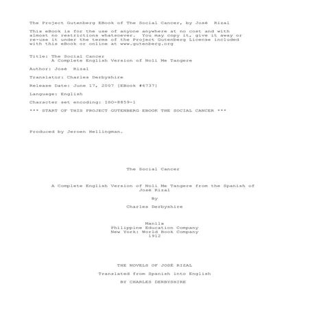 English version of noli me tangere