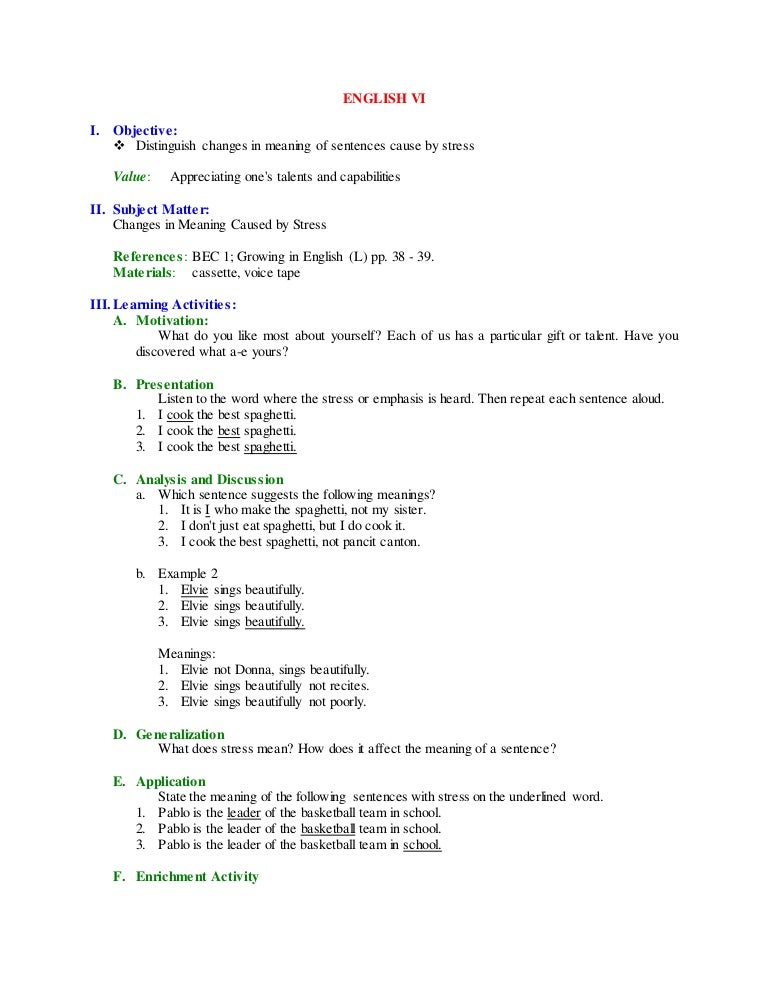 English Vi Lp 1st To 4th Grading
